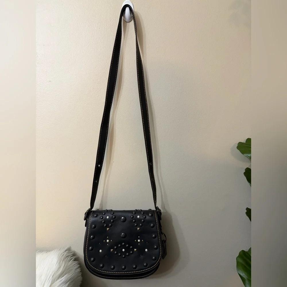 Coach Black Crossbody Bag with Studs#20115